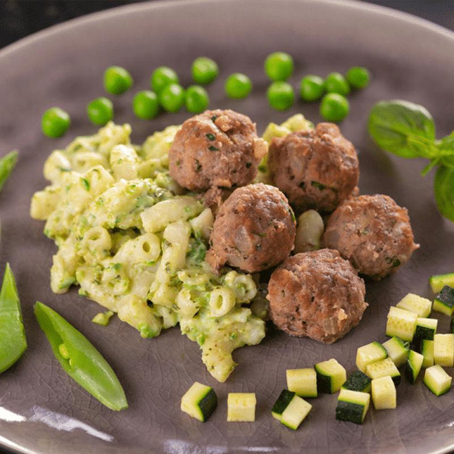 Mia's Mighty Meatballs & Basil Pasta